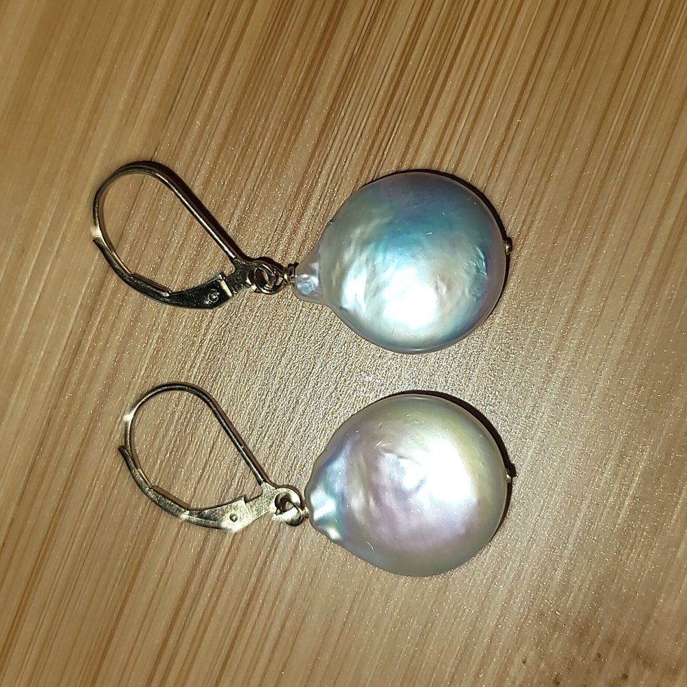 COPY - Beautiful Genuine Coin Pearl & 14K Gold Earrings